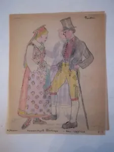 1939 (5) ORIGINAL KATHLEEN PRIMMER COSTUME DESIGN DRAWINGS - SWEDEN - OFC-1 - Picture 1 of 5