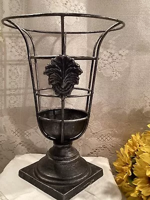 Metal Round Compote Basket on Floral Stand with Drip Bowl Heavy Duty - Image 1 of 4