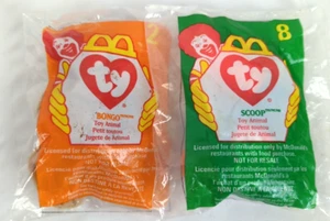 Peluche Ty Teenie Beanie Baby #2 Bongo #8 Scoop 1998 McDonald’s NUOVO - Foto 1 di 5