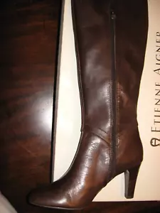 Etienne Aigner, NEU, hohe Stiefel, Oxford braunes Leder, original Karton, 8,5 M - Bild 1 von 23