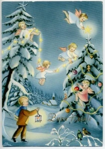 Serie Completa di 6 cartoline Angeli Bambini  Buon Natale PC Circa 1940 - Foto 1 di 6