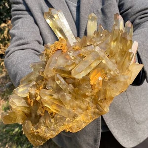 9.59LB Natural Citrine cluster mineral specimen quartz crystal healing - Picture 1 of 11