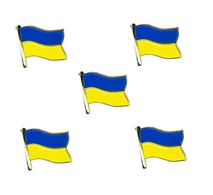 Ukraine Pin Ukraine Flag Pin, Shiny Waving Flag Die-Cut Lapel PIN, .75" - 5 Pcs - Picture 1 of 6