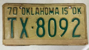 1970 OKLAHOMA is OK Texas County License Plate TX-8092 x - Picture 1 of 1