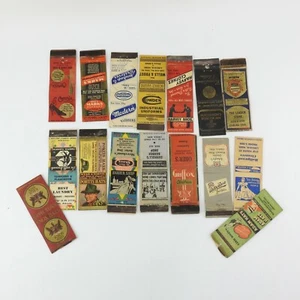 Vintage 16 Streichholzschachteln Einband Streichholzschachteln Posten Bekleidungsgeschäfte Hüte Schuhe Friseur   - Bild 1 von 5