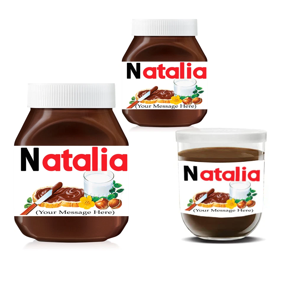 Personalised Customised NUTELLA Chocolate Spread Bottle Sticker Wrapper Label