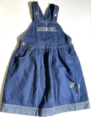 NUEVO Espirit Mini Niñas Pequeñas Denim Mono Falda Talla Mediana Bolsillos Bordados Foto 1 de 3