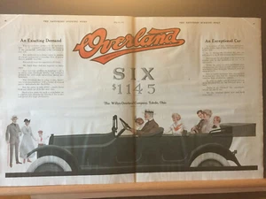 Overland Six Automobile Original Oldtimer 2 ganze Seiten Werbung von 1916 - Bild 1 von 4