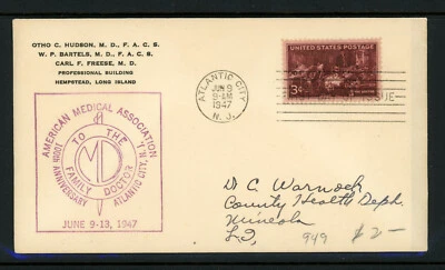 1947 FDC Scott # 949 Not Listed Cachet VF Cover Medical 100 yrs AMA - Image 1 of 2