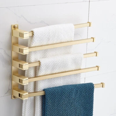 Brushed Gold Five Layers Towel Rack Towel Bar Bathroom Hardware Accessory Brass - Image 1 of 4