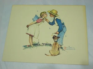 2 EMBOSSED PRINTS NORMAN ROCKWELL BEGUILING BUTTERCUP BOY GIRL DOG 8" X 10" - Picture 1 of 2