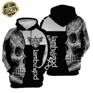 Lamb Of God Rock Skull Fleece Premium Hoodie - Picture 1 of 3