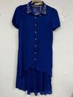 MINA UK Shirt Blue Pleated Floral Lace Size 38 / UK 10 / US 6 