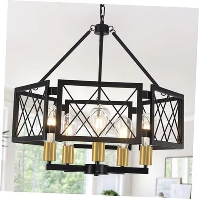 Modern Farmhouse Chandeliers Dining Room Light Fixtures,5-Light Black Gold - Image 1 of 4