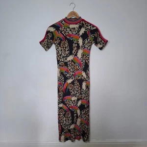 FARM RIO Multicoloured Toucan Printed Mock Neck Short Sleeve Midi Dress Size S - Picture 1 of 6
