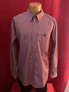 CINCH Burgundy X & O Print LS Button Down Western Shirt Size L - Picture 1 of 5