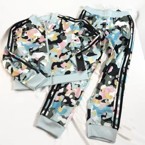 NWT adidas Blue/Black/Pink L/S Shirt & Jogger Pants Set Sz 7/8 - Picture 1 of 8
