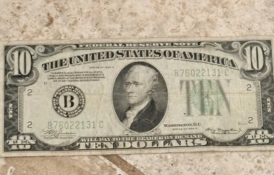 1934-A $10 DOLLAR BILL. NICE DOLLAR BILL.   - Image 1 of 4