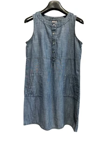 Vestido recto de mezclilla J. Jill sin mangas hasta la rodilla bolsillos azul cambray talla S boho - Imagen 1 de 20