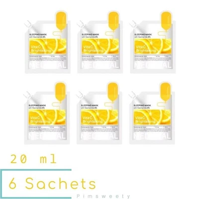 6 Sachets X 20 ml MEDIHEAL Vita C Brightening Sleeping Mask Brighten Radiant - Image 1 of 4