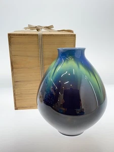 Kutaniyaki Pot Vase Blue Used - Picture 1 of 4