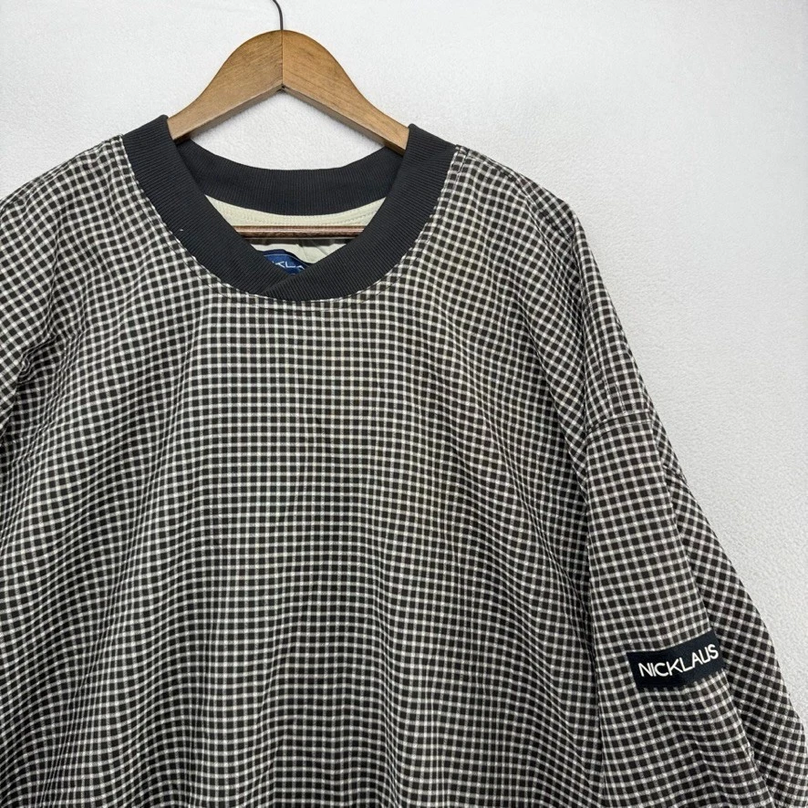 Jaqueta corta-vento masculina vintage Nicklaus Golf 2XL xadrez preta Preppy Jack anos 90 - Imagem 1 de 4