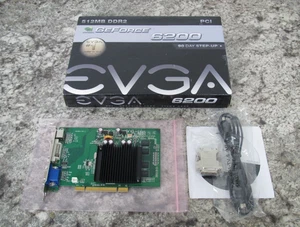 New EVGA NVIDIA GeForce 6200 512-P1-N402-LR 512MB DDR2 SDRAM PCI Graphics Card - Picture 1 of 7