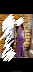 Prom Dress Size 4/small, Long Fit, Slit on side. Corset back. 2 shades Purple !! - Picture 1 of 2