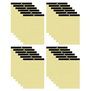 [Set of 24] A4 Yellow Legal Pad Ruled Paper Notepad Feint Rule Hard Back - Picture 1 of 11
