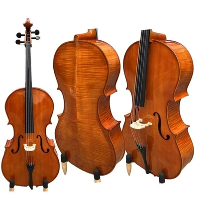 Superior Stradivarius style 4 Strings Student Cello 4/4 with bow/Bag,flame back - Image 1 of 4