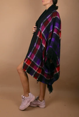 Abrigo poncho a cuadros multicolor Ralph Lauren talla única Cottagecore Foto 1 de 4