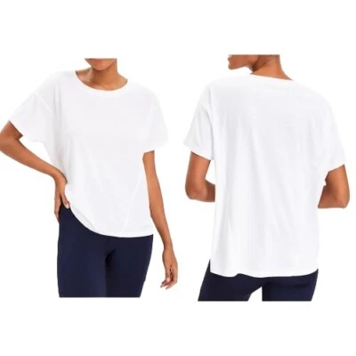 Lou & Grey White Topstitched Jersey Tee SIZE LARGE 610301 Lounge $45 Casual - Image 1 of 4