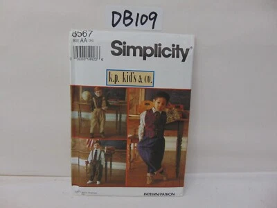 SIMPLICITY SEWING PATTERN UNCUT 8567 KIDS & CO. 3-6 PANTS SHIRT VEST SUSPENDERS - Image 1 of 3