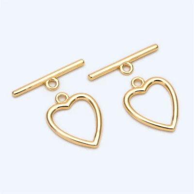 10pcs Gold Heart Toggle Clasp,Easy Close Clasp Connector for Bracelet/Necklace - Image 1 of 3
