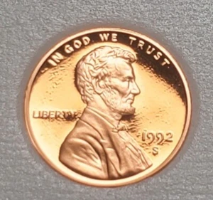 1992 S LINCOLN MEMORIAL PENNY PROOF UNC #P233 - Bild 1 von 2