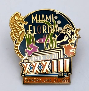 Super Bowl XXXIII Collectible Lapel Pin Miami Florida 1999 Broncos Falcons - Picture 1 of 7