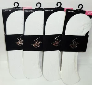 4 Pairs Of Beverly Hills POLO CLUB Socks NO-SHOWS Fit Shoe Size 4-9 WHITE - Picture 1 of 3