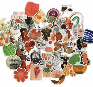 50 Stück Boho Thema neutrale Farbe Aufkleber hochwertiges Vinyl und wasserdicht - Bild 1 von 5