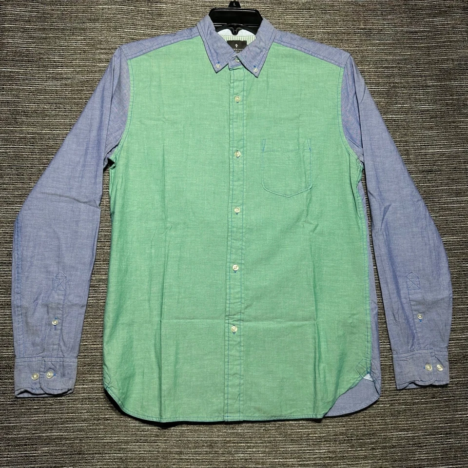 Camisa con botones Hawkings McGill para hombre S verde azul manga larga Foto 1 de 4