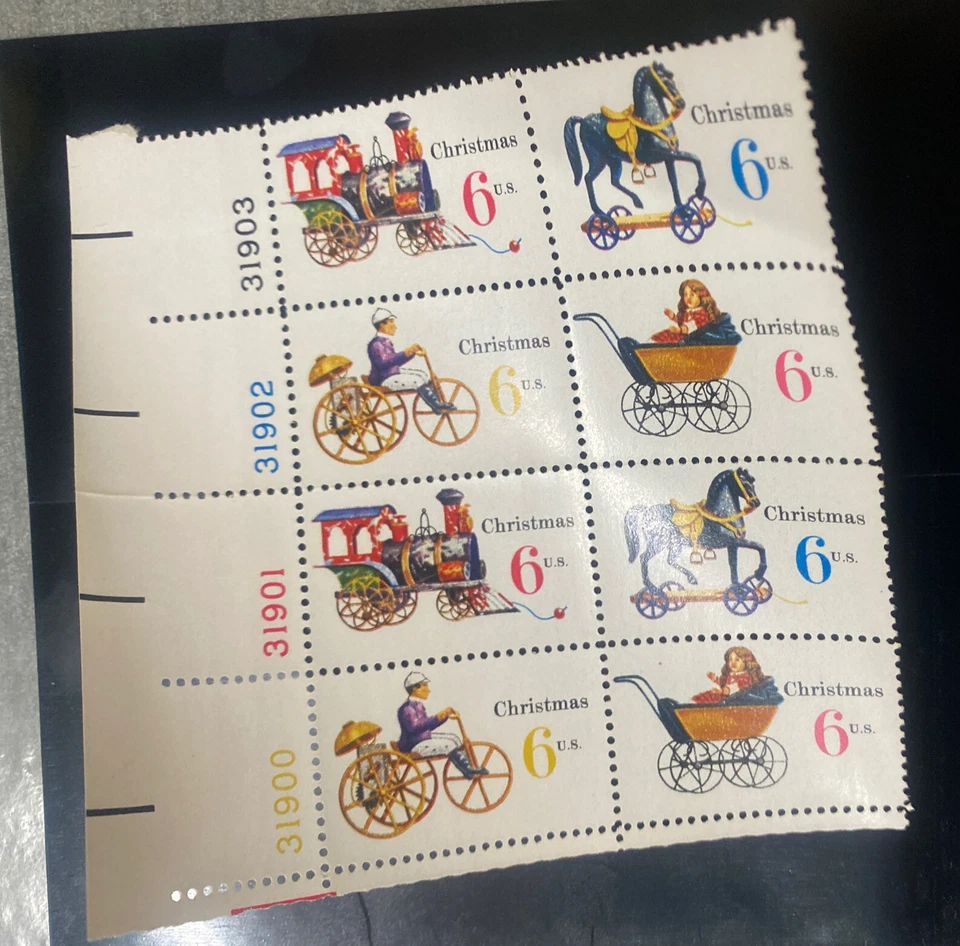 Sc # 1415-1418 ~ Block of 8 ~ 6 cent ChristmasToys Consecutive #’s Collector #’s - Image 1 of 4