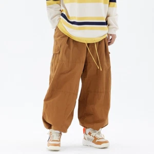 Men Cargo Harem Pants Trousers Joggers Baggy Hip Hop Loose Casual Elastic Cuff - Picture 1 of 15