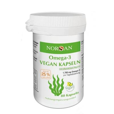 Norsan Omega-3 Vegan Kapseln 80 Stück 1700mg Omega-3 pro Tagesdosis NEU