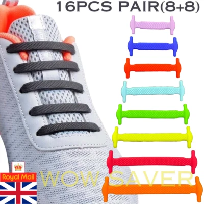Elastic Shoe Laces No Tie Silicone Rubber shoelaces trainers shoes Adults & Kids - Image 1 of 3