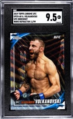 2019 Topps Chrome UFC Knockout Chrome Wave Alexander Volkanovski /99 RC SGC 9.5 - Image 1 of 2
