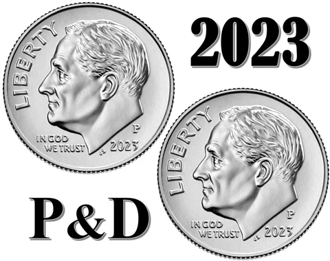 💰  2023 P & D Roosevelt Dimes - 10 Cent - UNC - 2 coins Cover