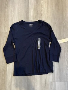Jones New York NY Sport V Neck Navy Long Sleeve Shirt Size Large Brand New  - Picture 1 of 7