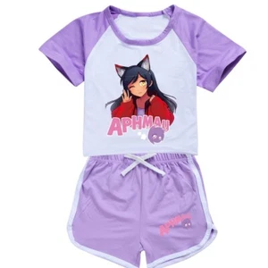 Girls APHMAU Cartoon T-shirt&Shorts Sport Set Athletic Outfit Jogging Tracksuit - Picture 1 of 22