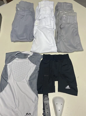 8 Pantalones de Béisbol Gris Blanco McDavid Protector de Pecho Hexagonal Adidas Pantalones Cortos Deslizantes XS Foto 1 de 4