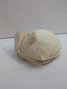 VINTAGE Black DOESKIN Felt 100% Wool Pillbox Bow Veil Hat Bollman & Co USA - Picture 1 of 6