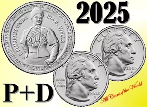 💰 2025 P & D American Women Quarters - Ida B. Wells - Set of 2 coins - UNC - Picture 1 of 4